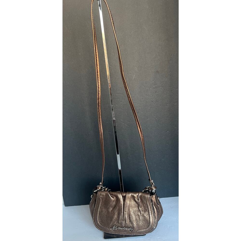B‎ Makowsky Crossbody Bag Women Small Copper Excellent Metallic Leather Chain - Picture 2 of 13